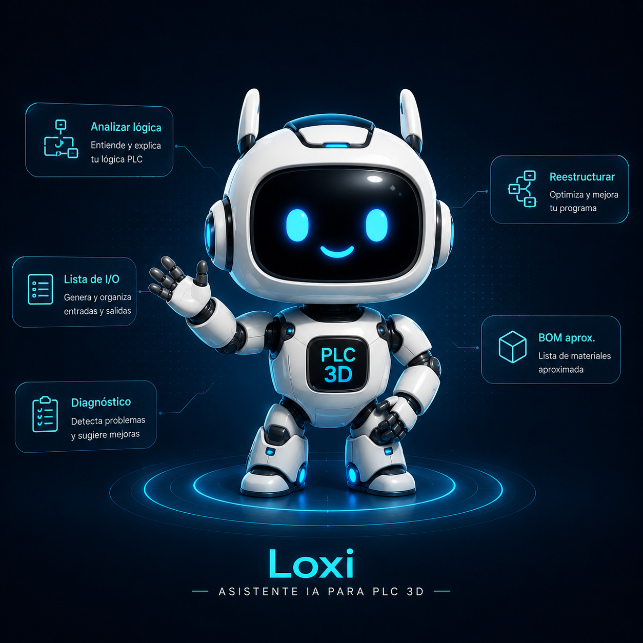 Loxi, instructor IA de PLC 3D